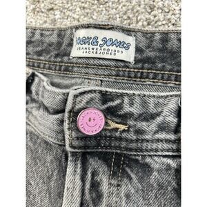 Jack & Jones Alex Baggy Fit Jeans in Acid Wash Black Button Fly Size 32x30 #0208